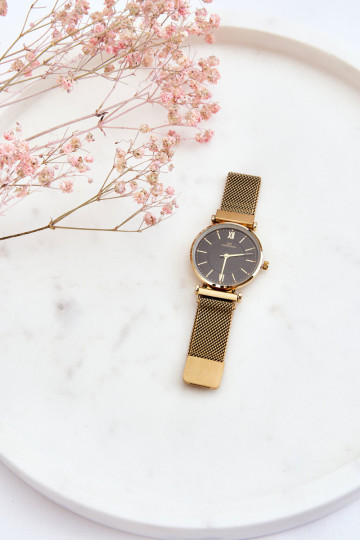 Giorgio&Dario tinklinės apyrankės analoginis laikrodis auksinės-juodos spalvos