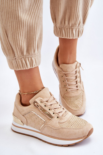 Moteriški sportiniai batai su dekoratyviniu smėlio spalvos „Adrea“ užtrauktuku 2