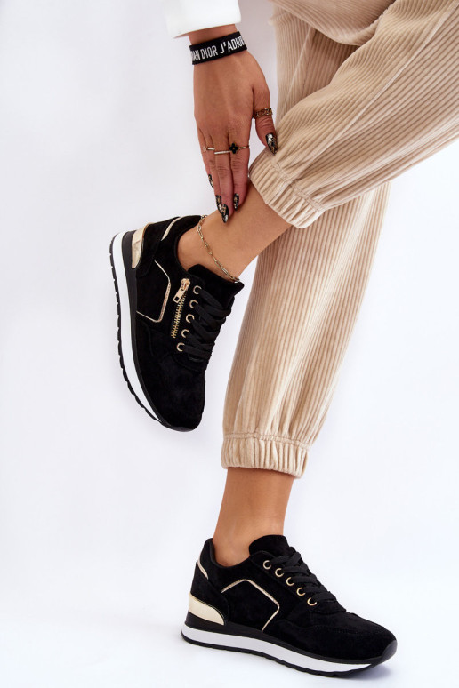 Zomšiniai sportiniai batai ant platformos Black Riverside