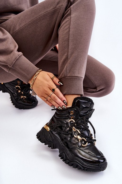 Moteriški izoliuoti sportiniai batai suvarstomi suvarstomi juodi Bastini