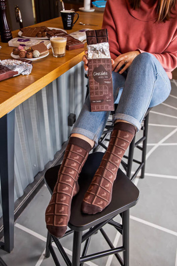 Pieniškos šokoladinės vaivorykštės kojinės 1 pora