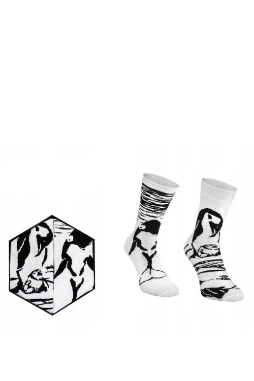 Vaivorykštės kojinės su gyvūnų motyvais Orca Penguin juodai baltos 2 poros