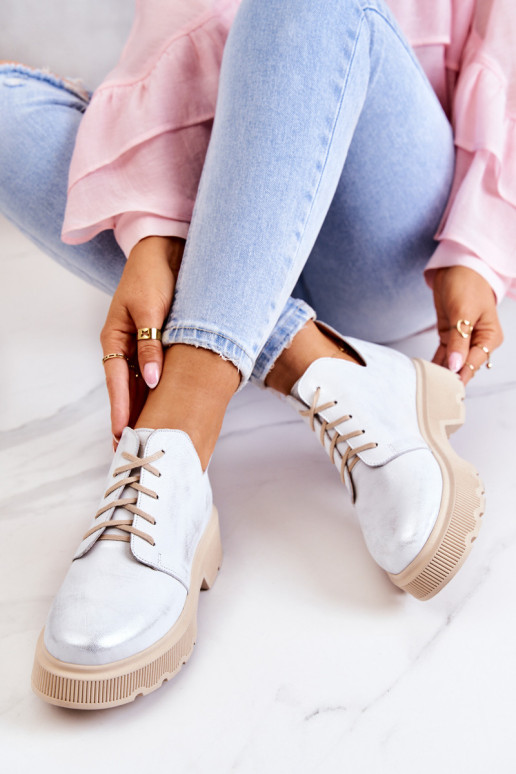 Brogues ant didžiulio pado Nicole 2701/005 baltas sidabras