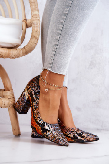 Odiniai aukštakulniai Lewski Snake 3117 Orange-Brown 2