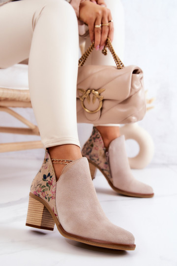 Moteriški odiniai batai ant blokinio kulno Maciejka šviesiai smėlio spalvos 04492