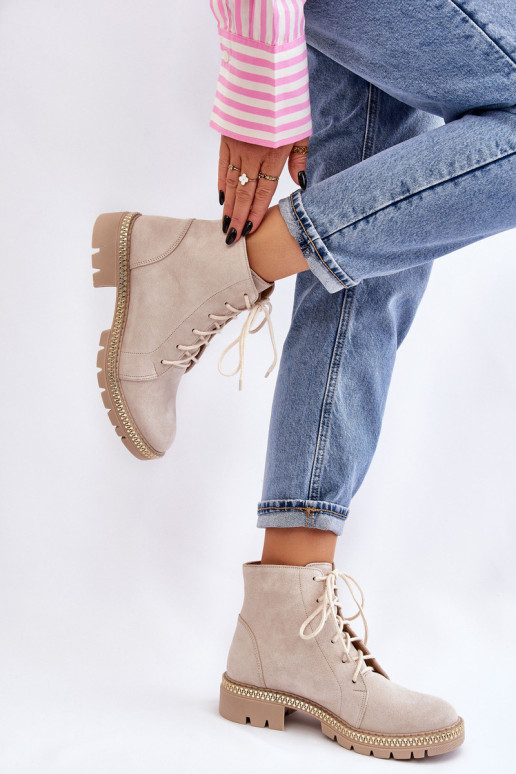 Plokšti batai Lewski Batai 3285 Šviesiai smėlio...