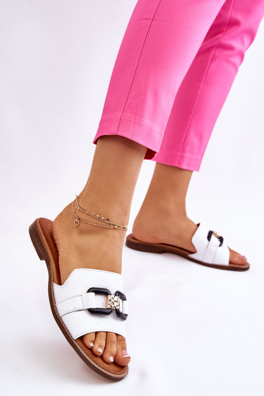 Odinės moteriškos šlepetės Leewski Batai 3270...