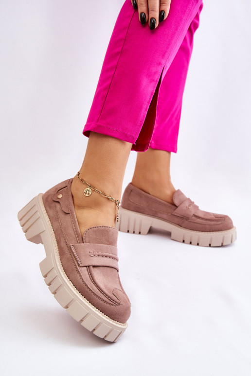 Moteriški zomšiniai užsegami batai šviesiai...