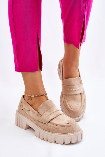 Moteriški zomšiniai užsegami batai Beige Fiorell