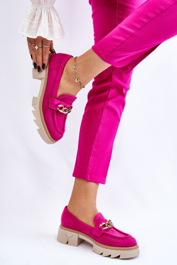 Moteriški Brogues Loafers su grandinėle Fuchsia Luella