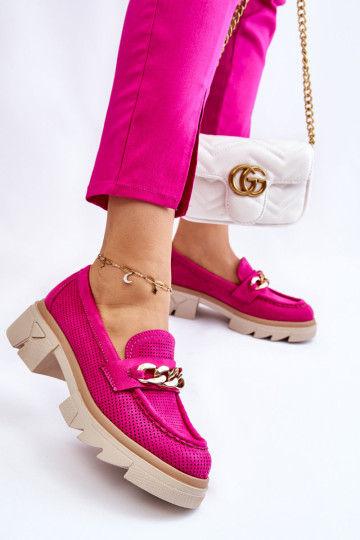Moteriški Brogues Loafers su grandinėle Fuchsia Luella