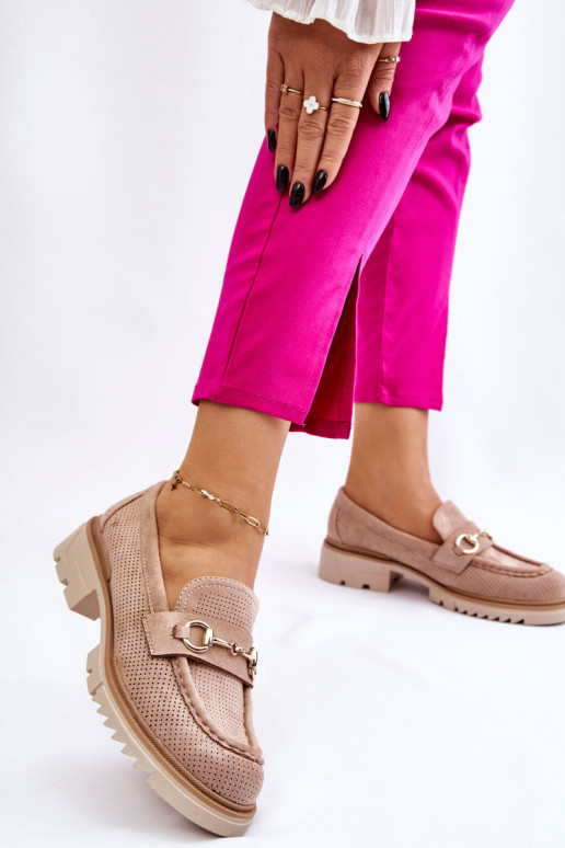 Klasikiniai Moteriški Loafers Smėlio spalvos...