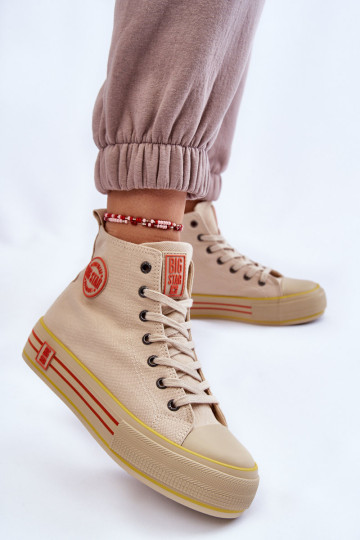 Moteriški aukštos tekstilės sportbačiai Big Star LL274187 smėlio spalvos