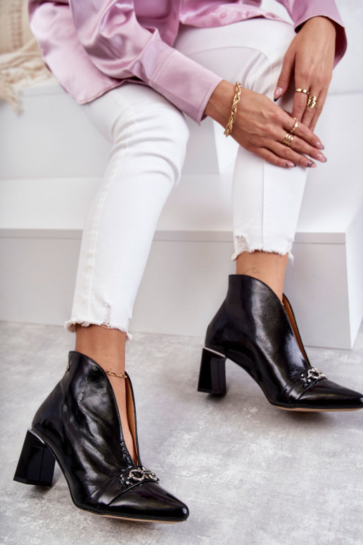 Odiniai batai ant stulpelio Maciejka Black...