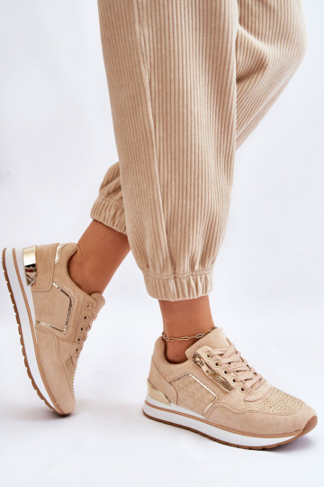 Moteriški sportiniai batai su dekoratyviniu smėlio spalvos „Adrea“ užtrauktuku