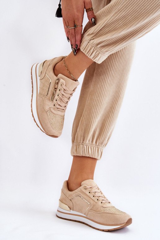Moteriški sportiniai batai su dekoratyviniu smėlio spalvos „Adrea“ užtrauktuku