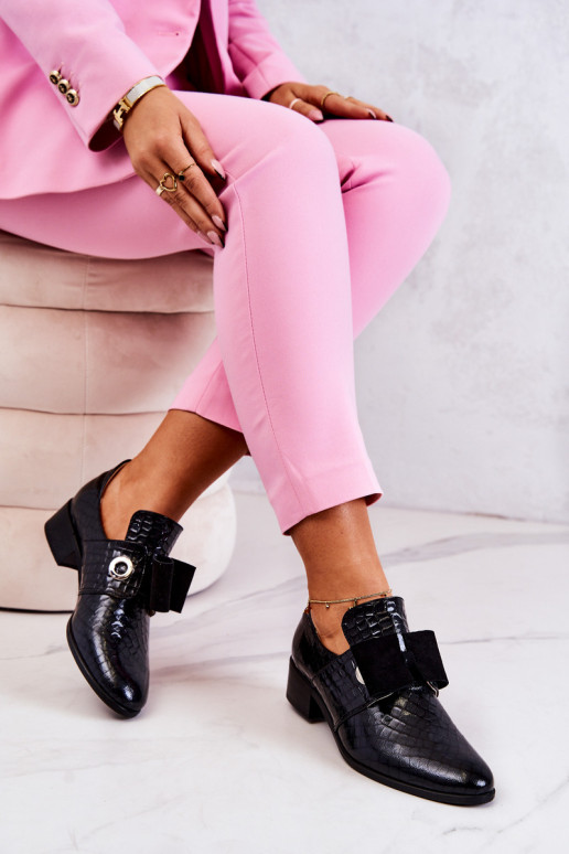 Odiniai gyvatės odos batai Black Marleigh