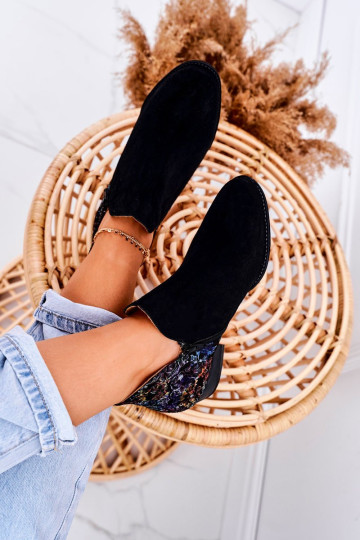 Moteriški odiniai batai Maciejka juodi su gėlėmis 04091-57 2