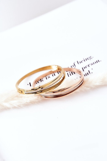 Plieninė apyrankė su kubiniu cirkonio auksu 2