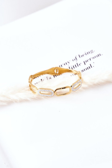 Plieninė apyrankė su kubiniu cirkonio auksu