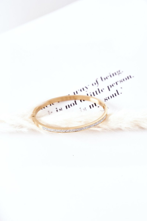 Plieninė apyrankė su kubiniu cirkonio auksu