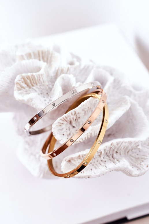 Plieninė apyrankė su kubiniu cirkonio auksu