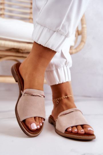 Zomšinės šlepetės Lewski Batai 3047 Beige