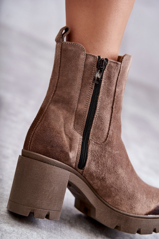 Moteriški zomšiniai platforminiai batai smėlio...