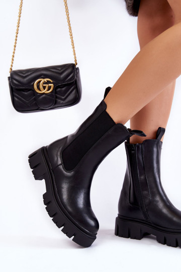 Moteriški darbiniai batai ant platformos juodi Aliana