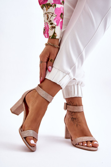Blizgūs aukštakulniai sandalai Rose Gold Maxim 2