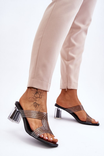 Sandalai su kulnais su kalnų krištolais Black Jaxen 2