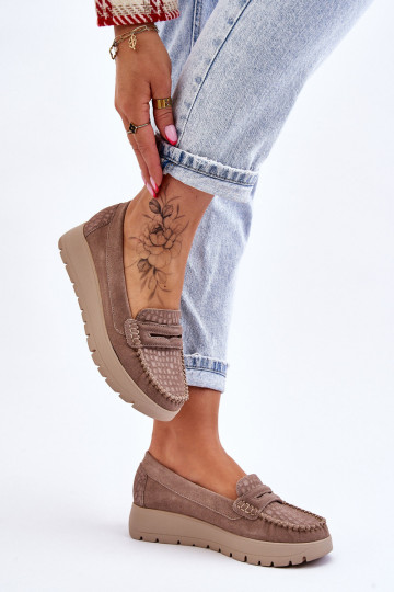 Zomšiniai Platform Loafers Tamsiai smėlio spalvos Milana