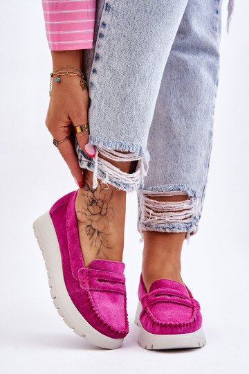 Zomšiniai platforminiai loaferiai Fuchsia Milana