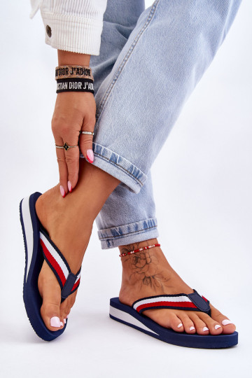 Moteriškos „Big Star“ platformos šlepetės LL274779 tamsiai mėlynos spalvos