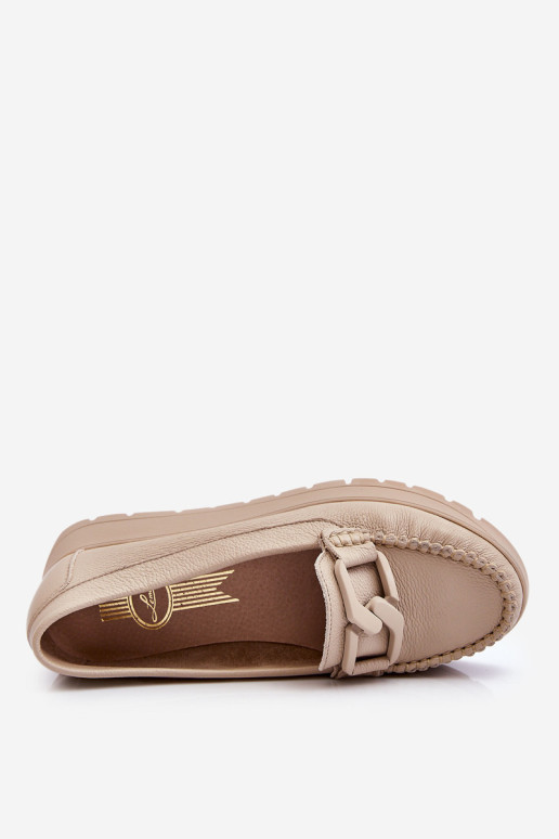 Odiniai platforminiai loaferiai su puošmena...