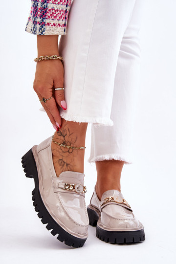 Lakinės odos platforminiai loaferiai šviesiai pilka Ronin