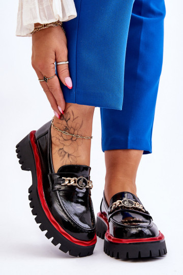 Lakinės odos platforminiai loaferiai Black Ronin