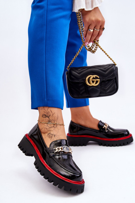 Lakinės odos platforminiai loaferiai Black Ronin