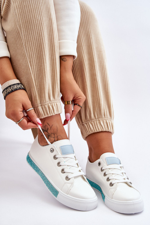 Moteriški žemi sportbačiai su baltai mėlynai...