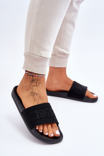 Moteriškos madingos didelės žvaigždės šlepetės LL274A158 juodos