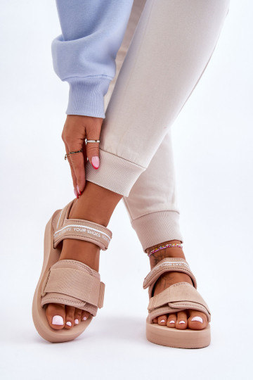 Moteriškos Velcro sandalai Big Star LL274787 Smėlio spalvos
