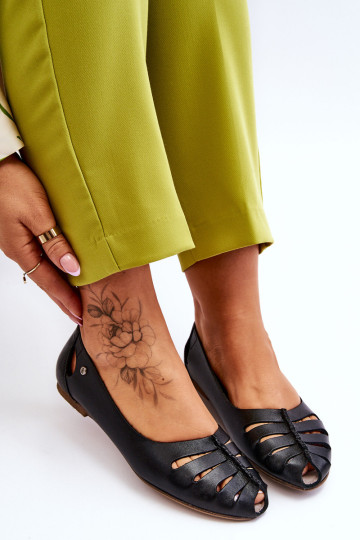 Patogios odinės moteriškos balerinos Black Luka