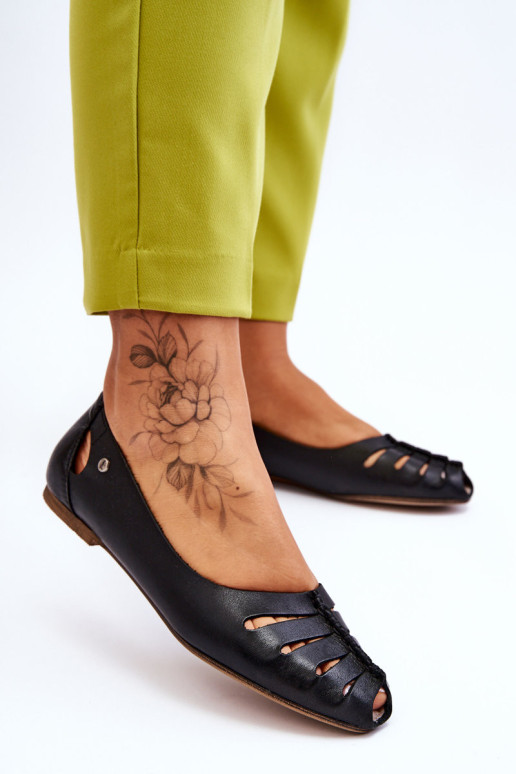 Patogios odinės moteriškos balerinos Black Luka