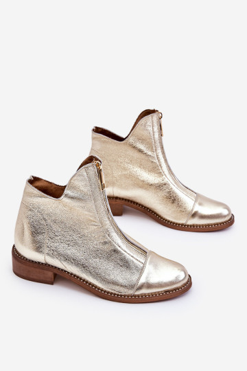 Odiniai batai su užtrauktuku Nicole 2785/007 auksiniai 2