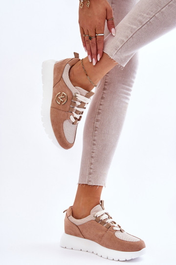 Moteriški sportiniai bateliai su platforma Beige Aisha