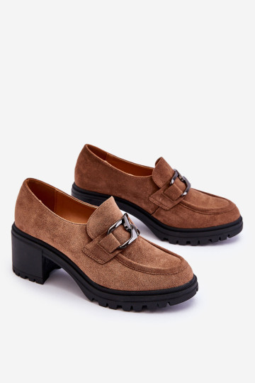 Zomšiniai stambūs aukštakulniai rudi Finley 2