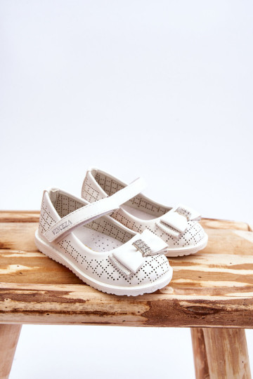 Vaikiškos balerinos su Velcro lankeliu White Halle
