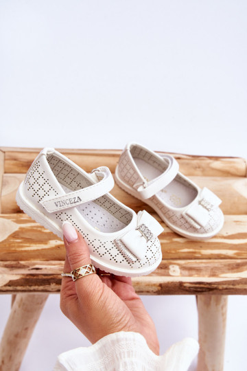 Vaikiškos balerinos su Velcro lankeliu White Halle