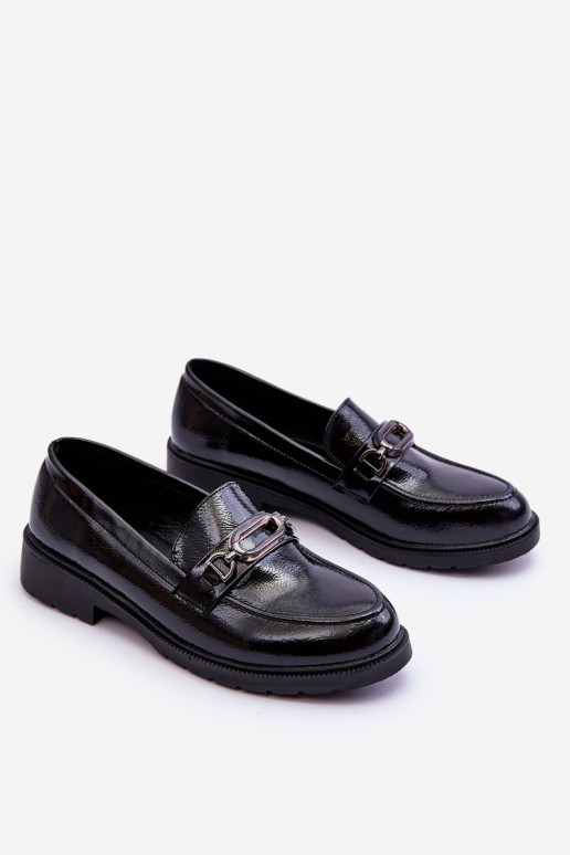 Lakuoti Mocasins Loafers su dekoracija Black Maura