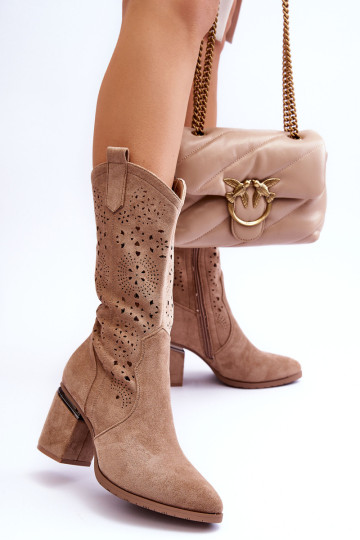 Ažūriniai ilgaauliai batai moterims